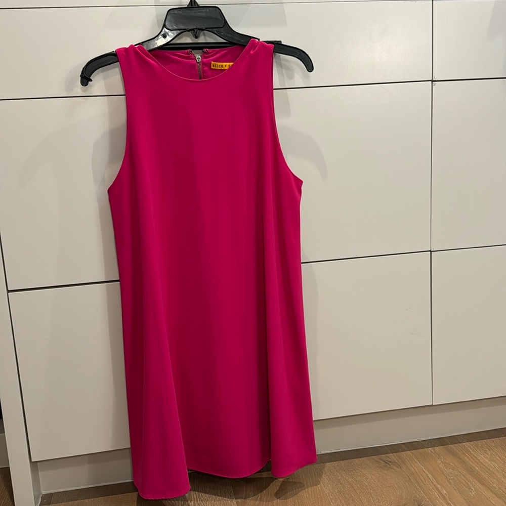 Alice and Olivia hot pink shift dress with open back. Size small. Worn once